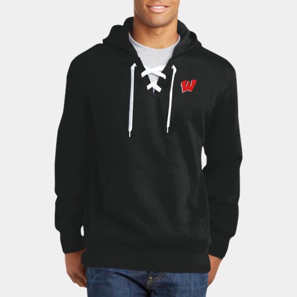 Wells - Lace Up Pullover Hooded Sweatshirt Thumbnail