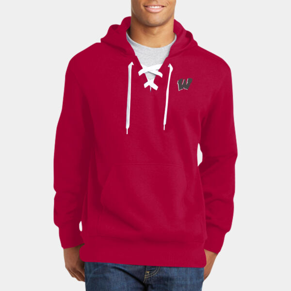 Wells - Lace Up Pullover Hooded Sweatshirt Thumbnail